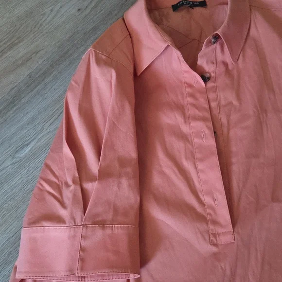 Lafayette 148 New York Coral Button Down Shirt - Picture 3 of 4
